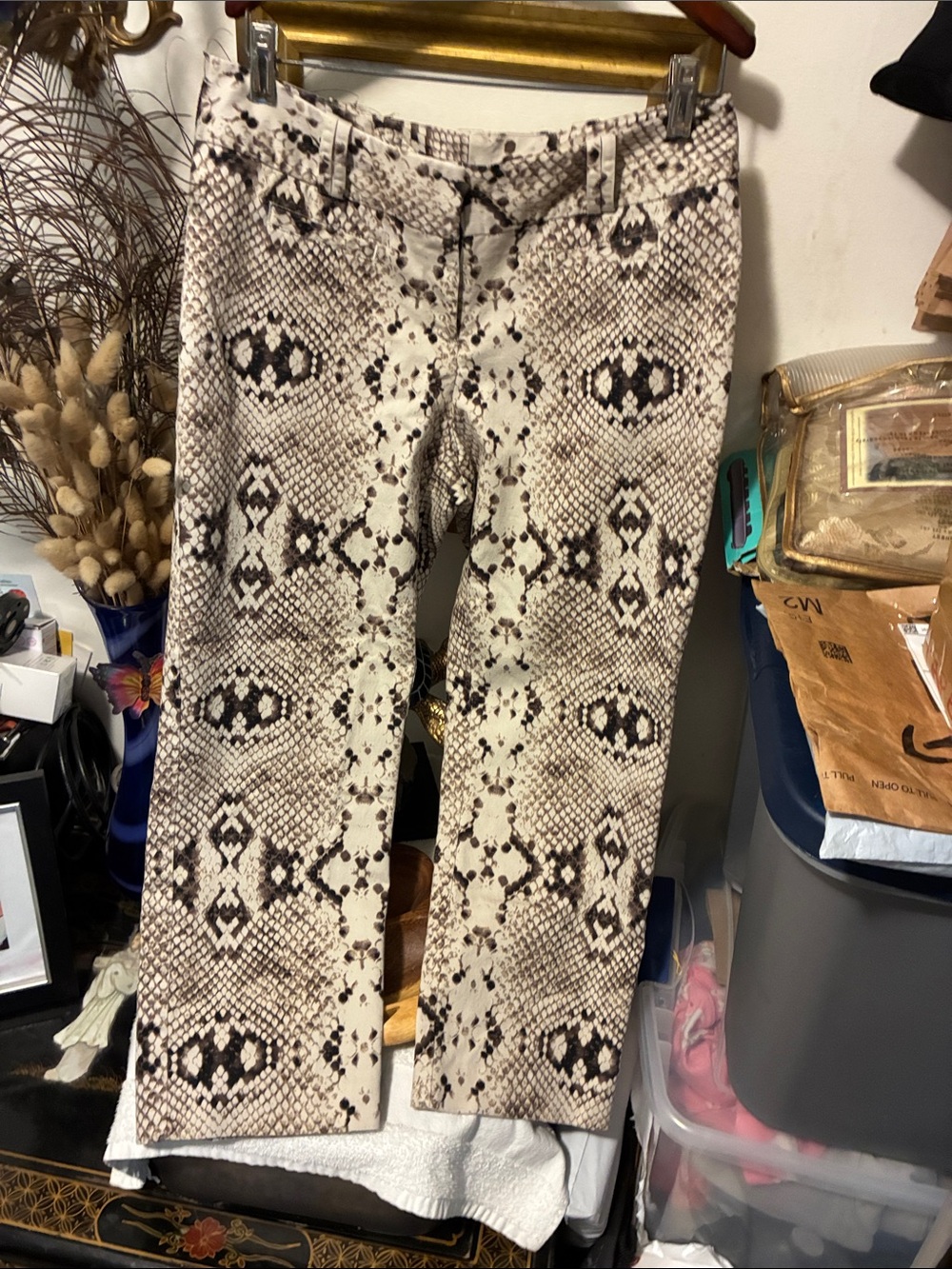 Worthington Snake-Print Straight-Leg capris in Beige and Black